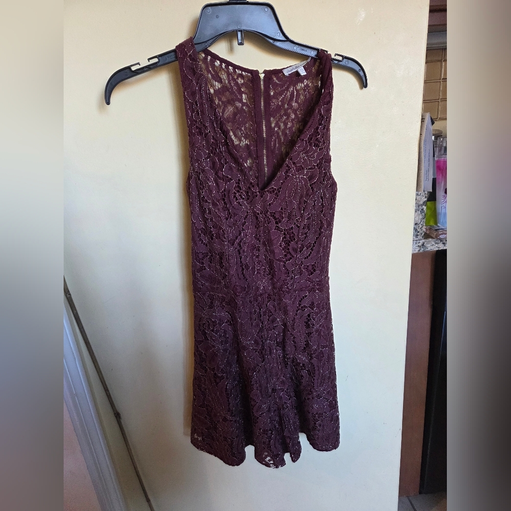 Brown/maroon Lace Sleeveless Romper